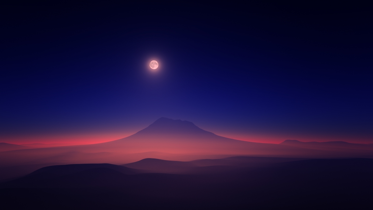 朦胧月色映山峦 4K超清风景壁纸 高清大图3840x2160免费下载
