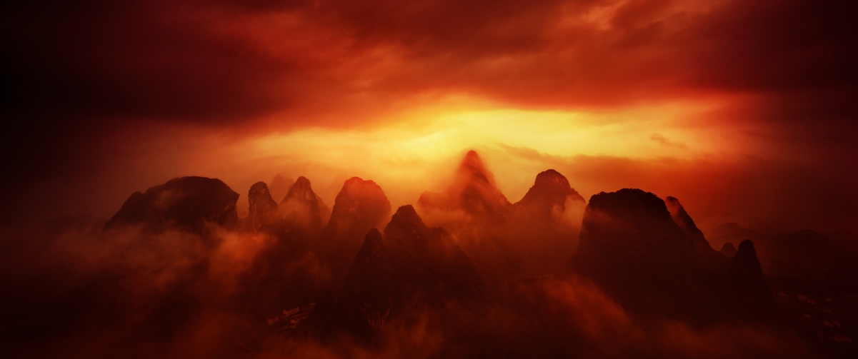 广西桂林绝美山水摄影，高清4K壁纸，3440x1440分辨率，免费下载