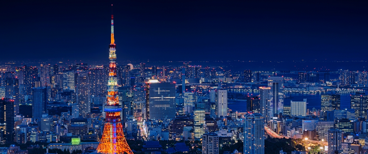 日本东京塔夜景高清4K壁纸，绝美风景，3440x1440分辨率，一键下载