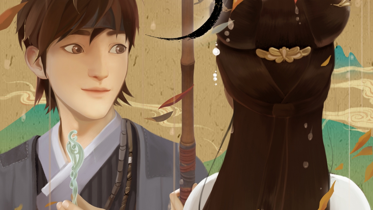 《白蛇缘起》高清壁纸，小白与阿宣浪漫海报，4K超清分辨率（3840x2160）