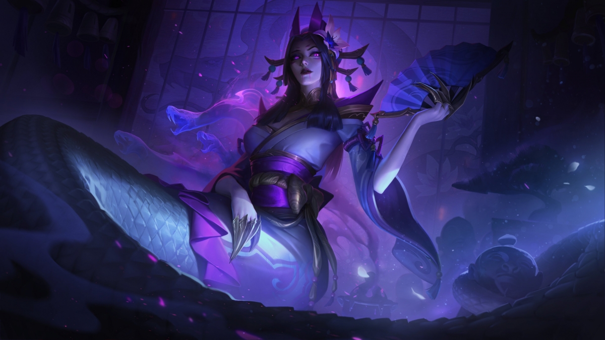 LOL英雄联盟，魔蛇之拥卡西奥佩娅，灵魂莲华主题4K高清壁纸，超清画质4096x2305，免费下载！