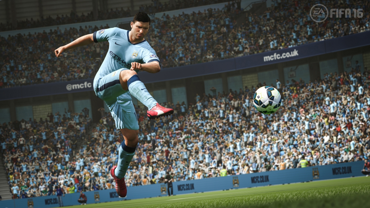 阿格罗·曼彻斯特城风采，FIFA 16 4K高清壁纸，足球场上的速度与激情，尽享踢球瞬间