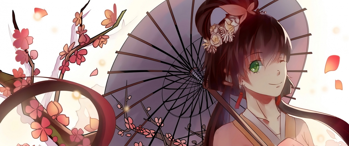 汉服美女4K超清壁纸，动漫风格，高清3440x1440，免费下载