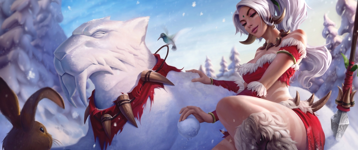 英雄联盟LOL，绝美雪装奈德丽4K高清壁纸，3440x1440分辨率，免费下载