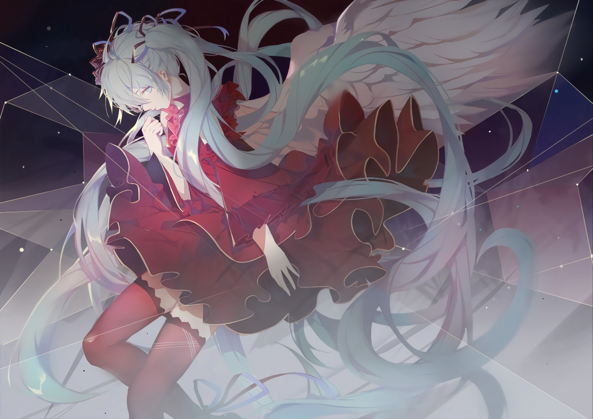 初音未来红裙倩影，超高清4K动漫壁纸，惊艳呈现，4488x3176尺寸，一键下载！