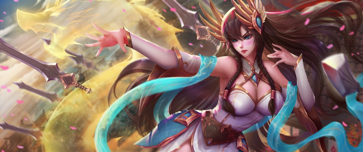 LOL英雄联盟，伊瑞利亚美女英雄惊艳4K壁纸，3440x1440高清下载