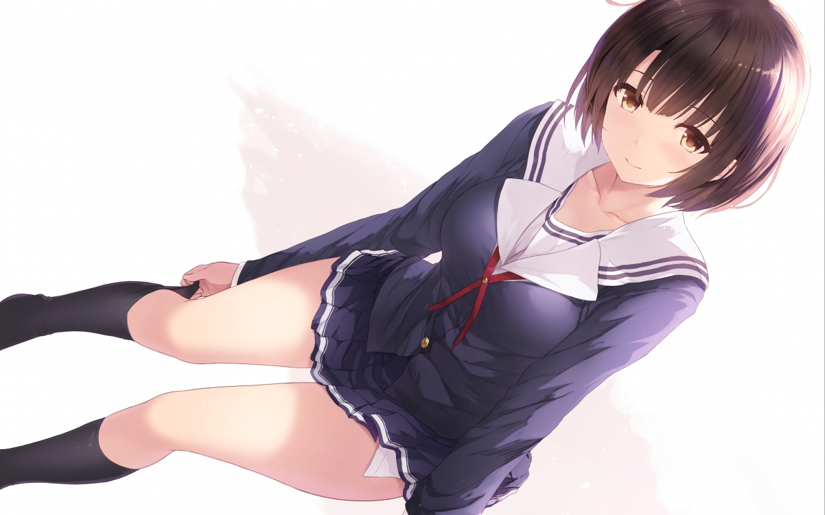 不起眼女主角培育法，加藤惠水手服黑袜4K高清壁纸，3840x2400超清下载