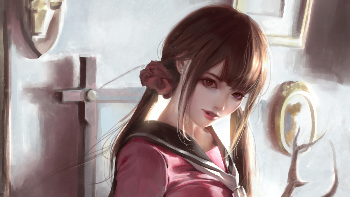 可爱校服女孩4K超高清动漫壁纸，3840x2160分辨率，精美图片一键下载