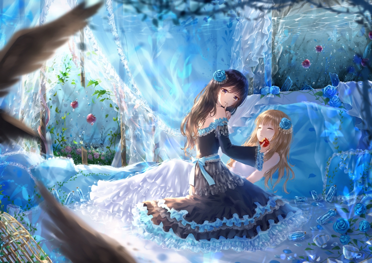 女孩蔷薇之梦，绝美4K动漫壁纸，高清苹果风少女图片，4093x2894超清下载