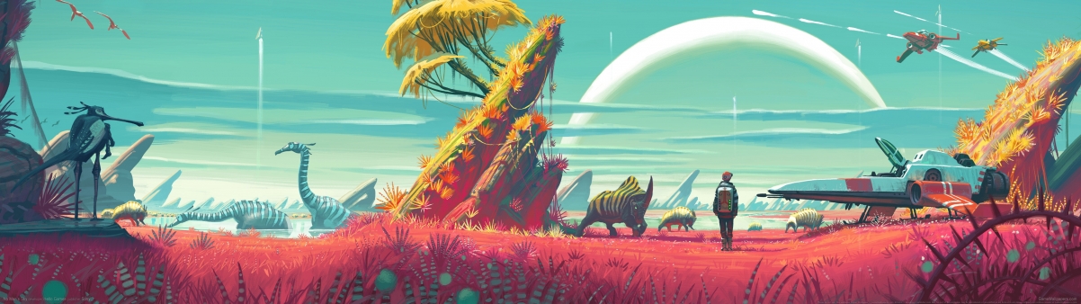《无人深空(No Mans Sky)》精选4K高清壁纸，3840x1080分辨率，游戏美图一键下载