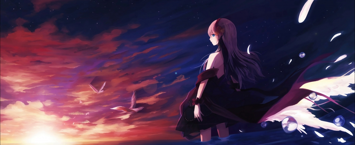 少女飞翔天空，鸟儿相伴，精选10K&4K高清动漫壁纸，10560x4320超清下载
