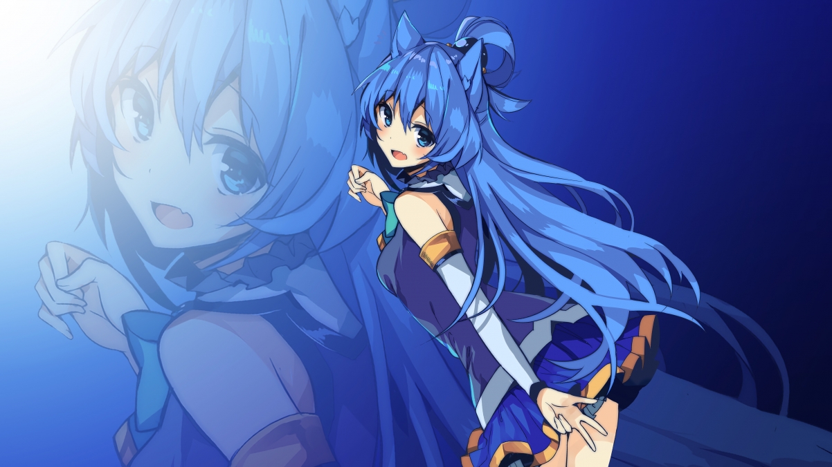 Aqua动漫女神4K超高清壁纸，长发美少女精选，3840x2160分辨率，一键下载