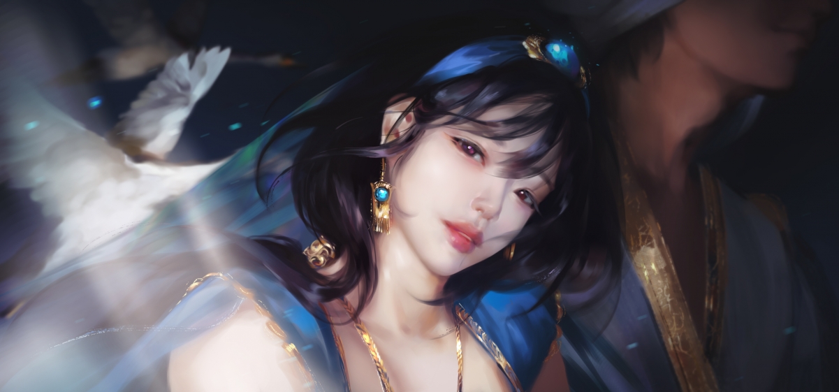 电影阿拉丁，茉莉公主精美插画4K高清壁纸，极致画质尽享动漫之美