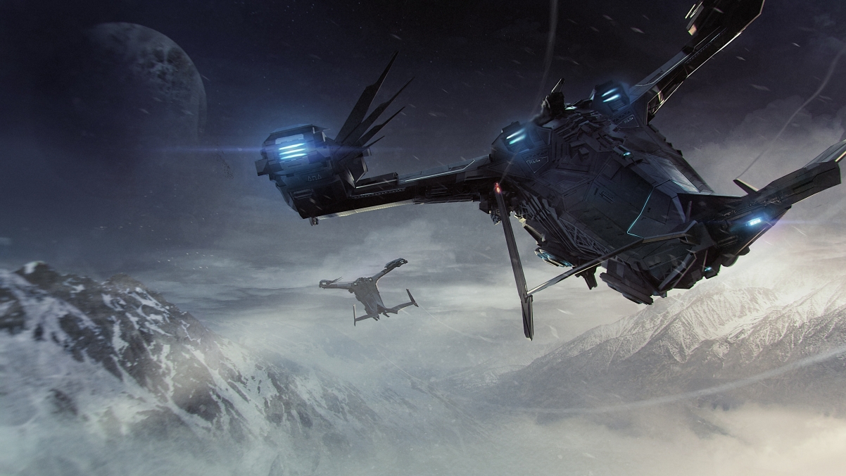 星际公民，行星登陆星舰之旅，山脉壮丽4K壁纸，高清游戏图片下载
