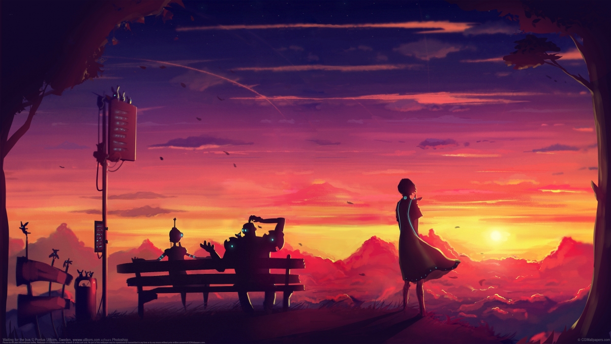 等公交少女绝美瞬间，超高清4K动漫壁纸，3840x2160分辨率，一键下载！