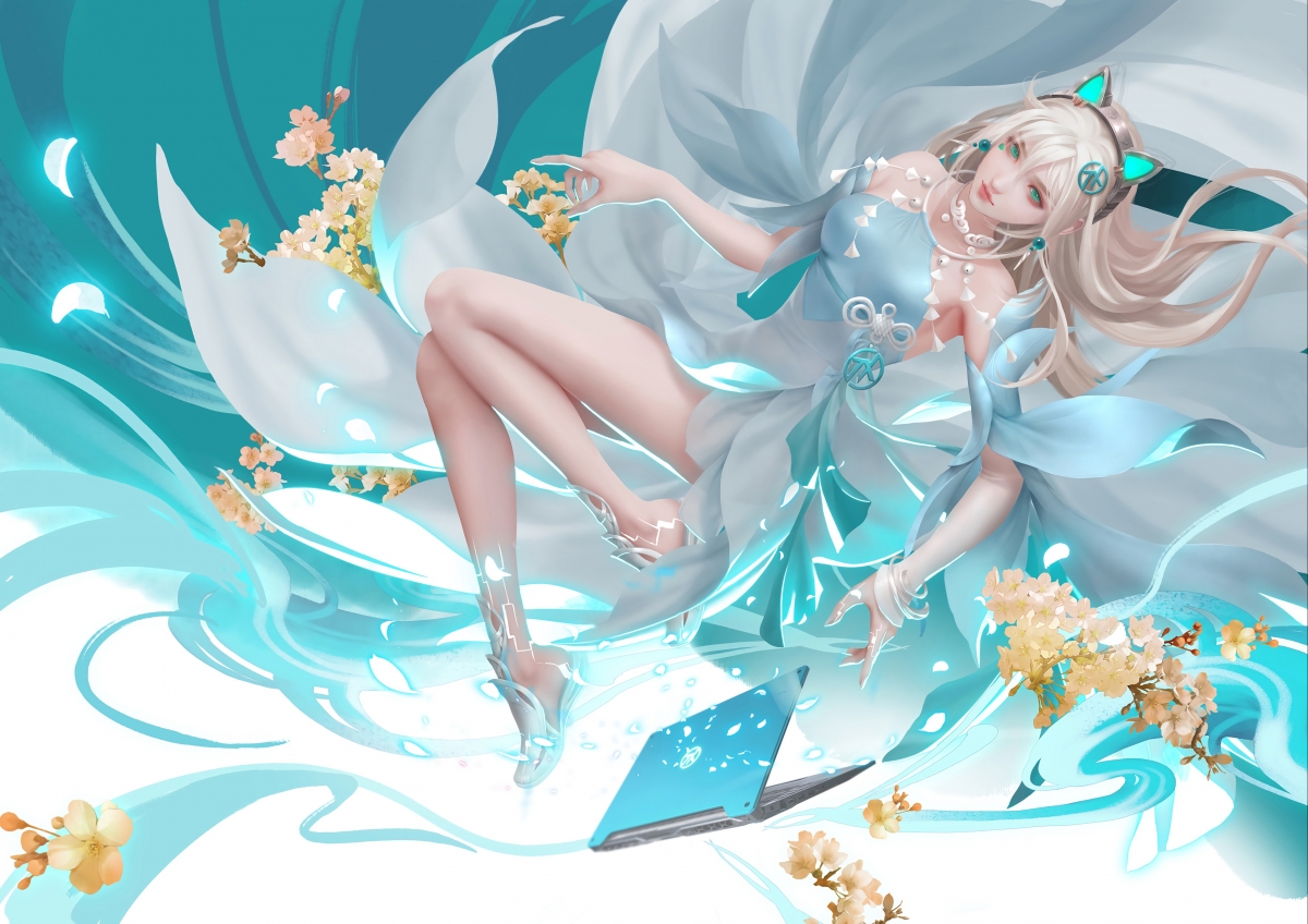 华硕天选姬二次元美女壁纸，高清4K大长腿动漫图片，尺寸4000x2828，免费下载
