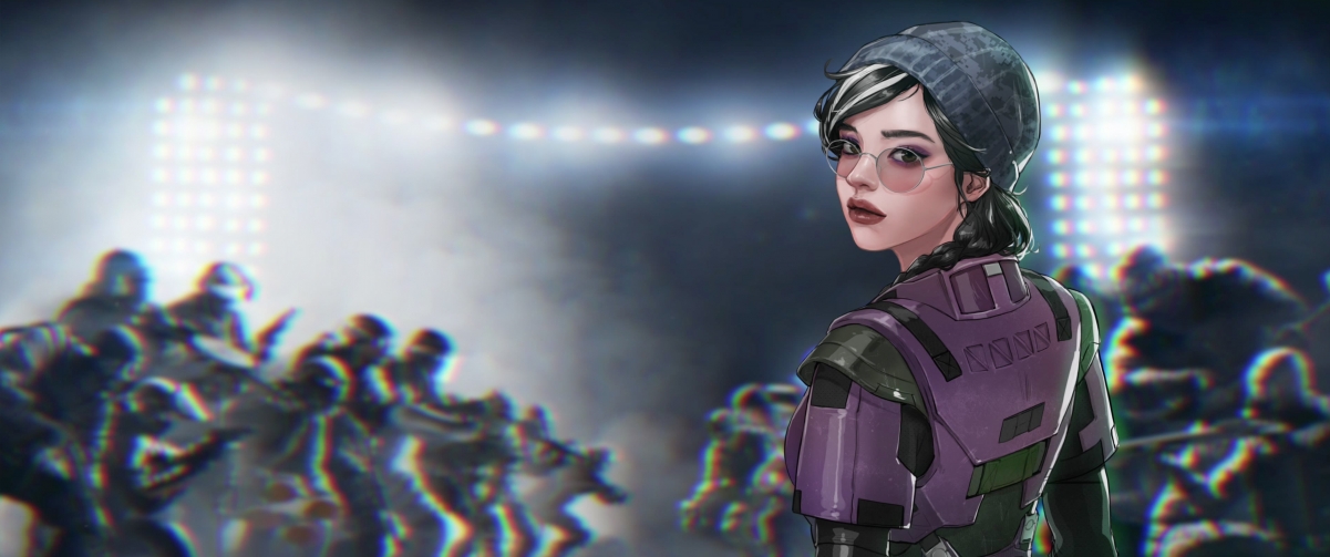 彩虹六号围攻，Dokkaebi专属4K高清壁纸，美女戴眼镜魅力尽显，3440x1440带鱼屏完美适配，立即下载！