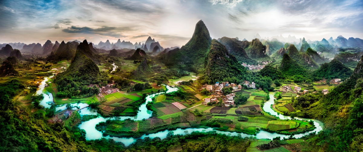 广西桂林绝美山水4K壁纸，3440x1440高清大图，一键下载！