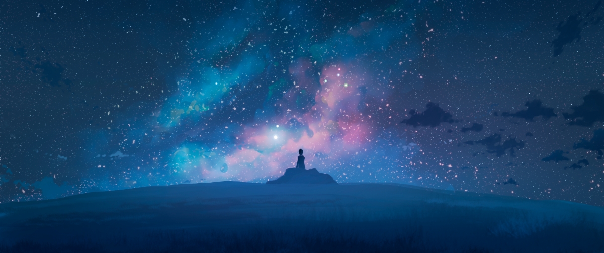 宇宙星空云梦，高清4K动漫壁纸，一人心愿，唯美呈现，3440x1440下载