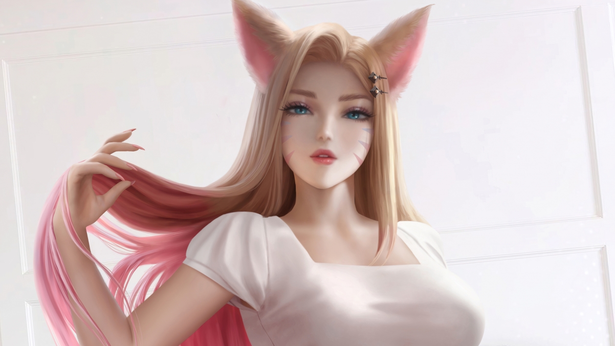 英雄联盟KDA阿狸长发美女高清4K壁纸，3840x2160分辨率，精美游戏图片一键下载