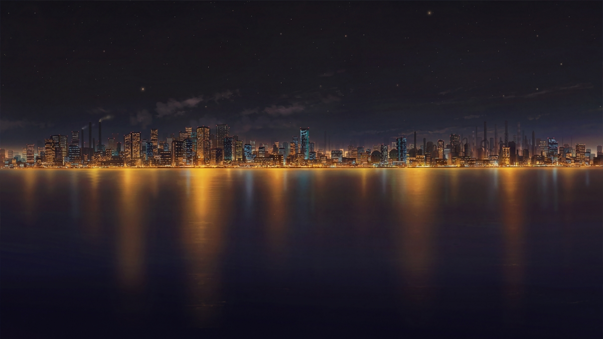 海边夜景璀璨如画，4K动漫壁纸高清下载，3840x2160分辨率尽享视觉盛宴