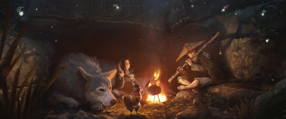 【独家高清】篝火插画壁纸，绝美4K动漫风，带鱼屏专属，3440x1440分辨率，一键下载！