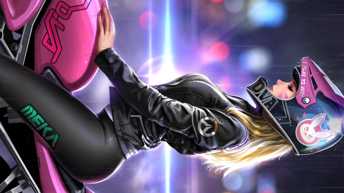 守望先锋DVA美女摩托，超清4K壁纸下载（3840x2160）