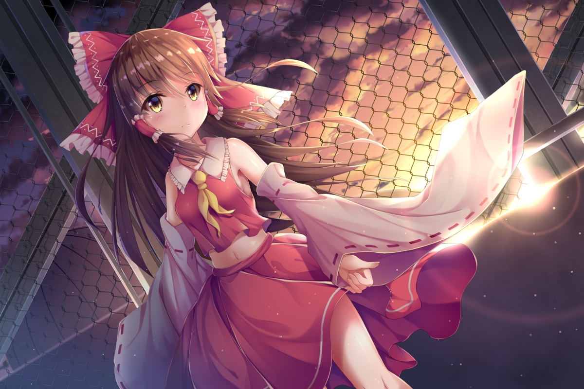 2018绝美晚霞，博丽灵梦夕阳动漫壁纸，4K高清3000x2000，东方Project粉丝必备！