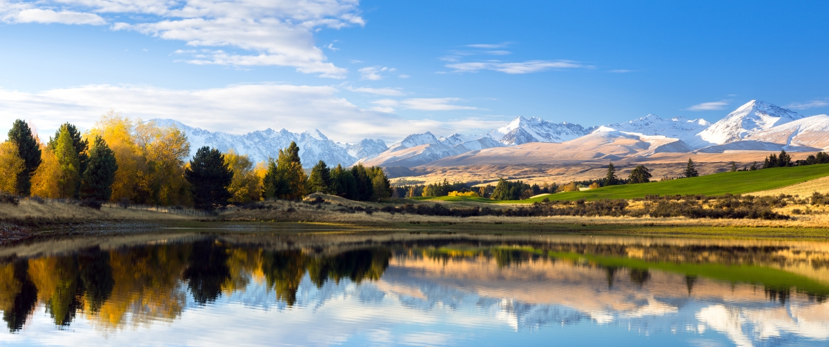 新西兰隐秘湖泊秋韵美景，4K高清壁纸，3440x1440分辨率下载
