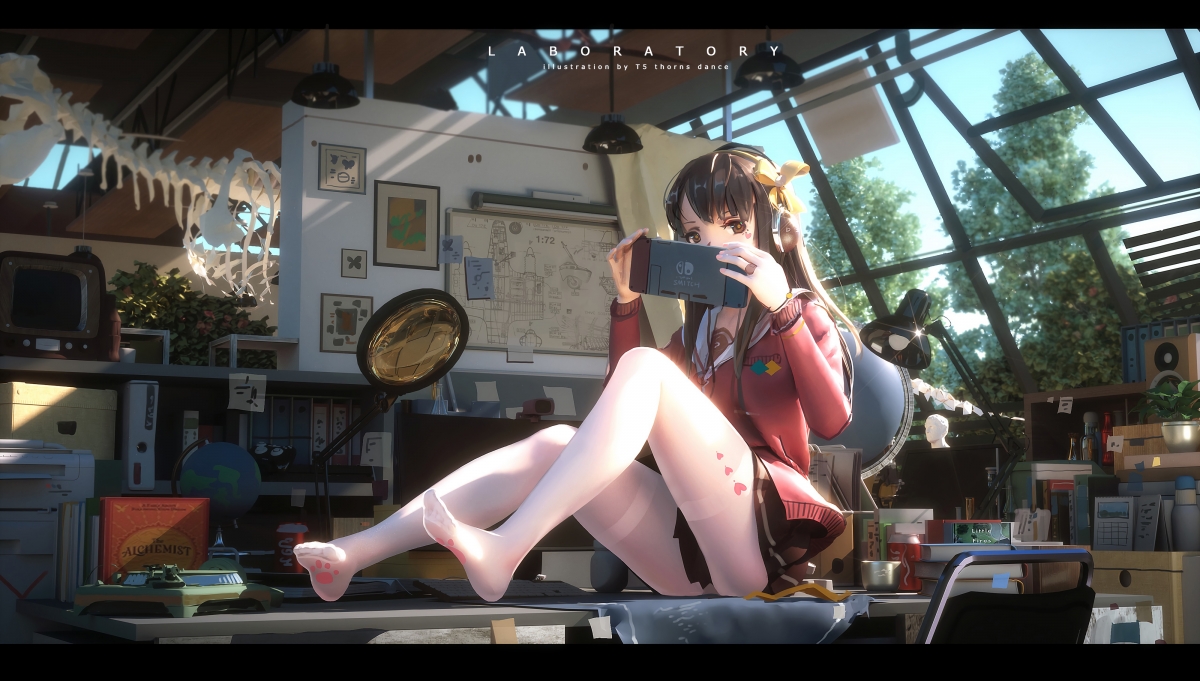 二次元美少女高清壁纸，白裤袜美脚，手机专属4K动漫美图下载