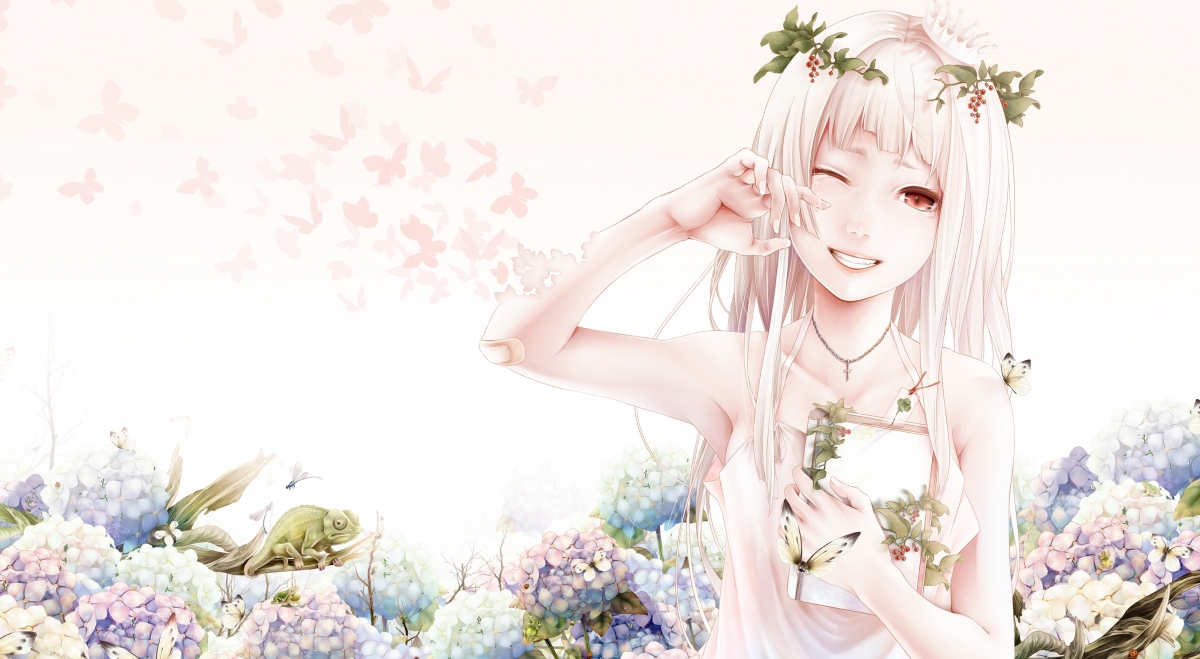 女孩泪滴凝花，唯美4K动漫壁纸，高清4000x2196，免费下载