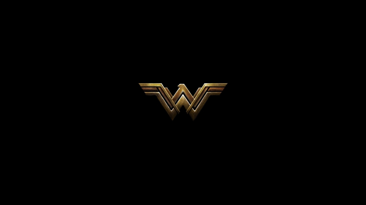神奇女侠炫酷标志，盖尔·加朵版Wonder Woman，黑色背景彰显神秘魅力，超级英雄正义联盟风采尽展，超高清4K壁纸影视图片，3840x2160分辨率下载畅享！
