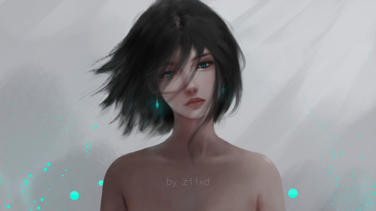 女孩蓝眸黑发，绝美4K动漫壁纸，高清3840x2160，一键下载！