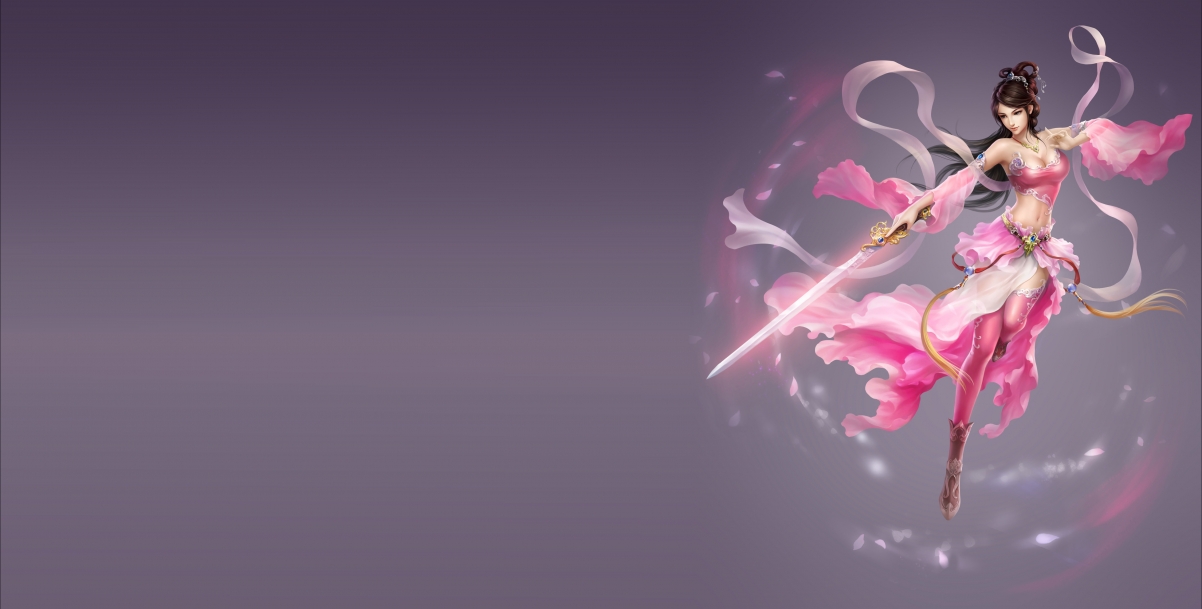 剑舞古风，绝美游戏女神4K壁纸，超清大图下载（4500x2281）