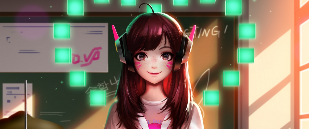 守望先锋D.VA专属，3440x1440带鱼屏4K超清壁纸，游戏高清图下载