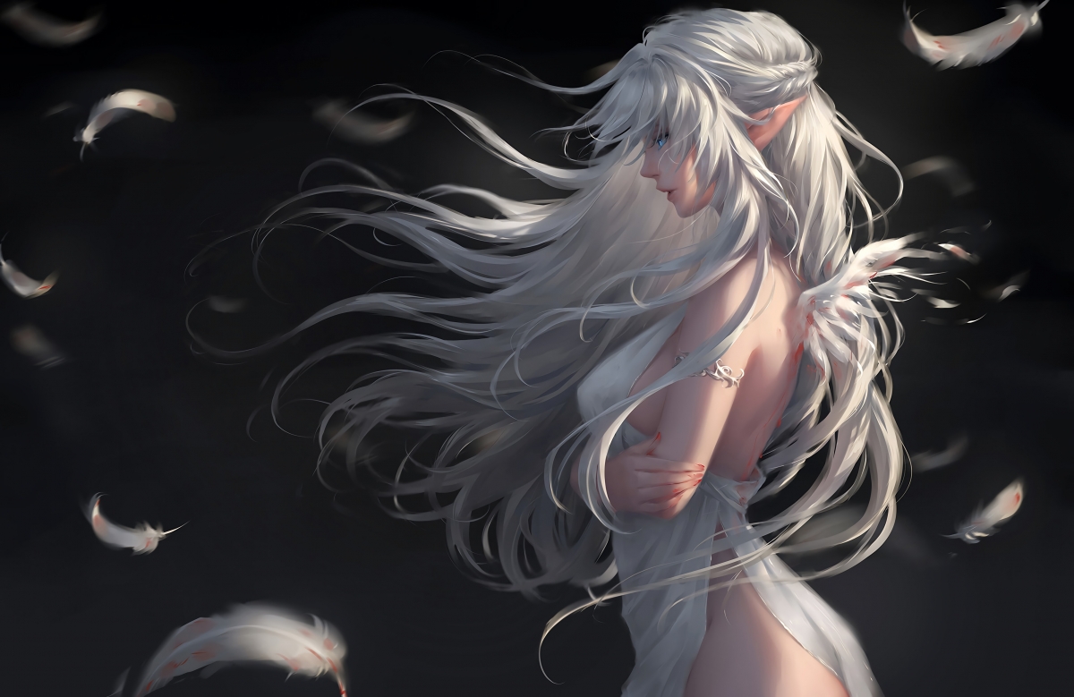唯美白天使羽翼轻扬，4K超高清动漫壁纸精选，4000x2596分辨率，免费下载