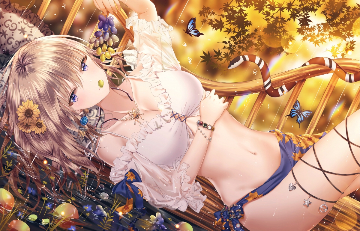 唯美女子蛇蝶交织，高清4K动漫壁纸惊艳下载（4096x2633）