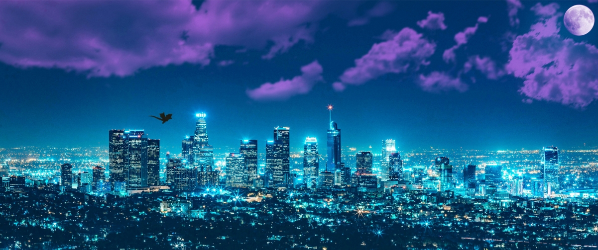 洛杉矶绝美夜景，超清4K壁纸，3440x1440分辨率，一键下载欣赏！
