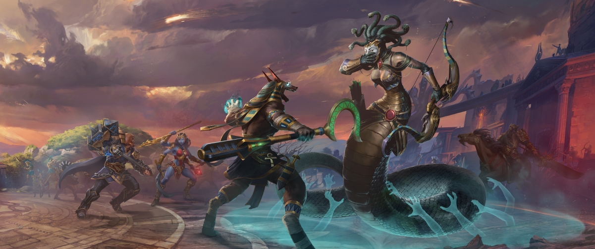神之浩劫Smite专属带鱼屏壁纸，震撼4K高清3440x1440游戏图，一键下载！