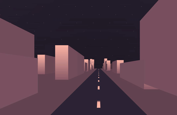 纯css3模拟城市夜间行走动画特效