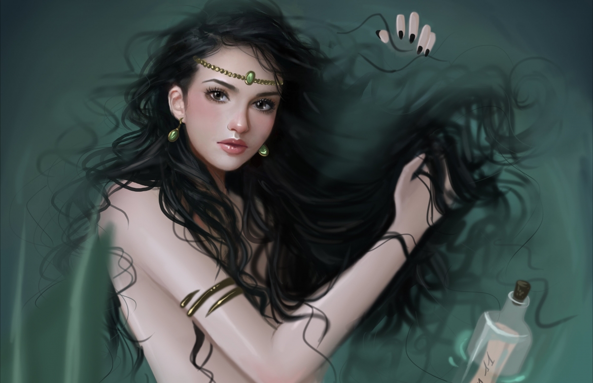 美女耳环挂饰绘画4K高清图片，精美壁纸4489x2901，免费下载