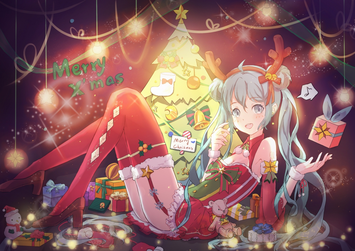 初音未来圣诞版Miku 4K超高清动漫壁纸，3507x2480分辨率，免费下载