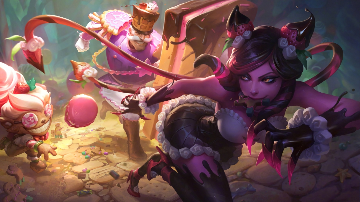 英雄联盟LOL，糖果大战伊芙琳绝美原画，超高清4K壁纸3840x2160免费下载