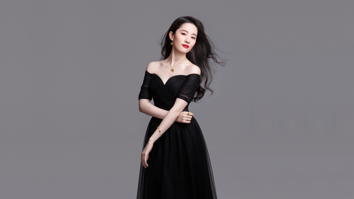 刘亦菲黑色裙子绝美壁纸，4K高清明星图片，3840x2160分辨率，免费下载