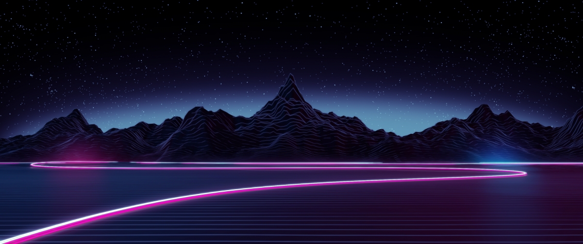 夜晚公路山景星空绝美，3440x1440高清4K壁纸下载