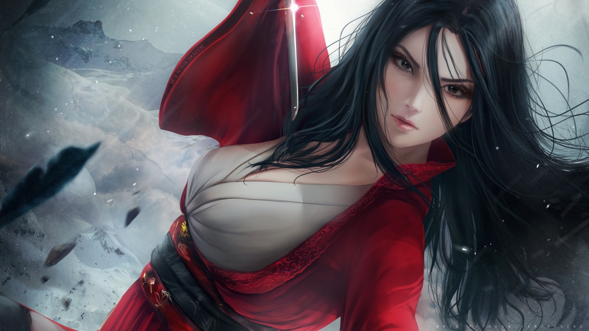 花木兰手绘版4K壁纸，刘亦菲形象，超清3840x2160，影视级质感，一键下载！
