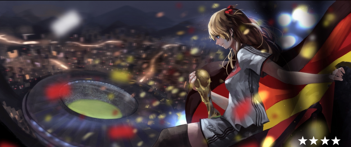 明日香世界杯动漫插画，超高清4K壁纸，3440x1440分辨率，一键下载！