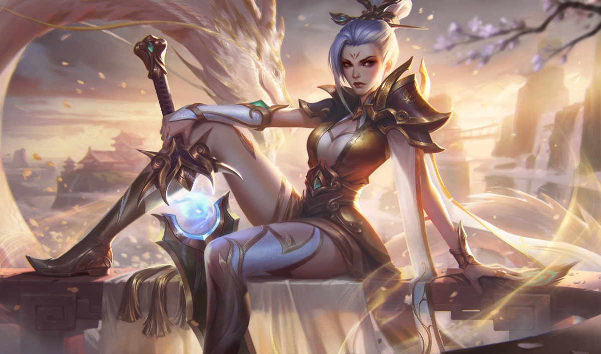 LOL英雄联盟，放逐之刃锐雯玉剑传说武剑仙至臻版，超清4K游戏壁纸下载（4000x2360）