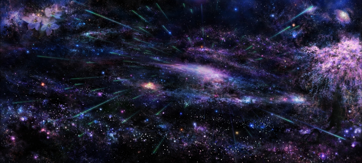 天空艺术，星星、树与樱花交织的银河星空，5K高清壁纸与4K风景美图下载