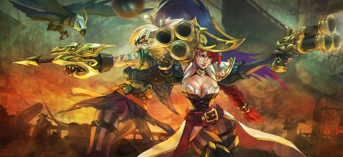传说赏金猎人，枪火女孩LOL英雄联盟，绝美4K壁纸，超清画质，4721x2168分辨率，一键下载！